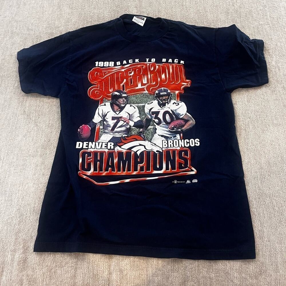 Vintage 90s 1998 NFL Denver Broncos Back to Back Super Bowl Champions Large 1999